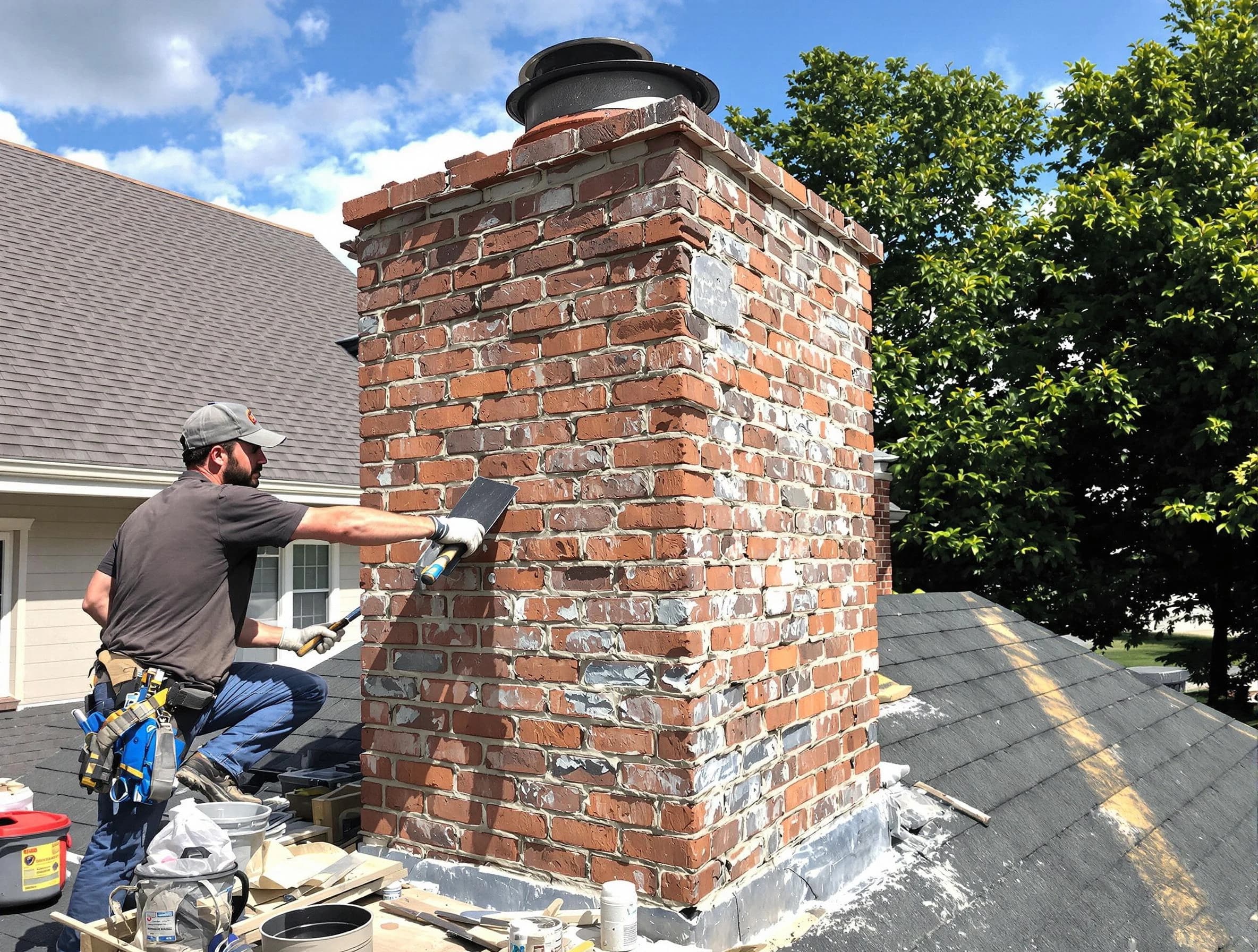 Completed chimney rebuild by West Deer Chimney Sweep in West Deer, PA