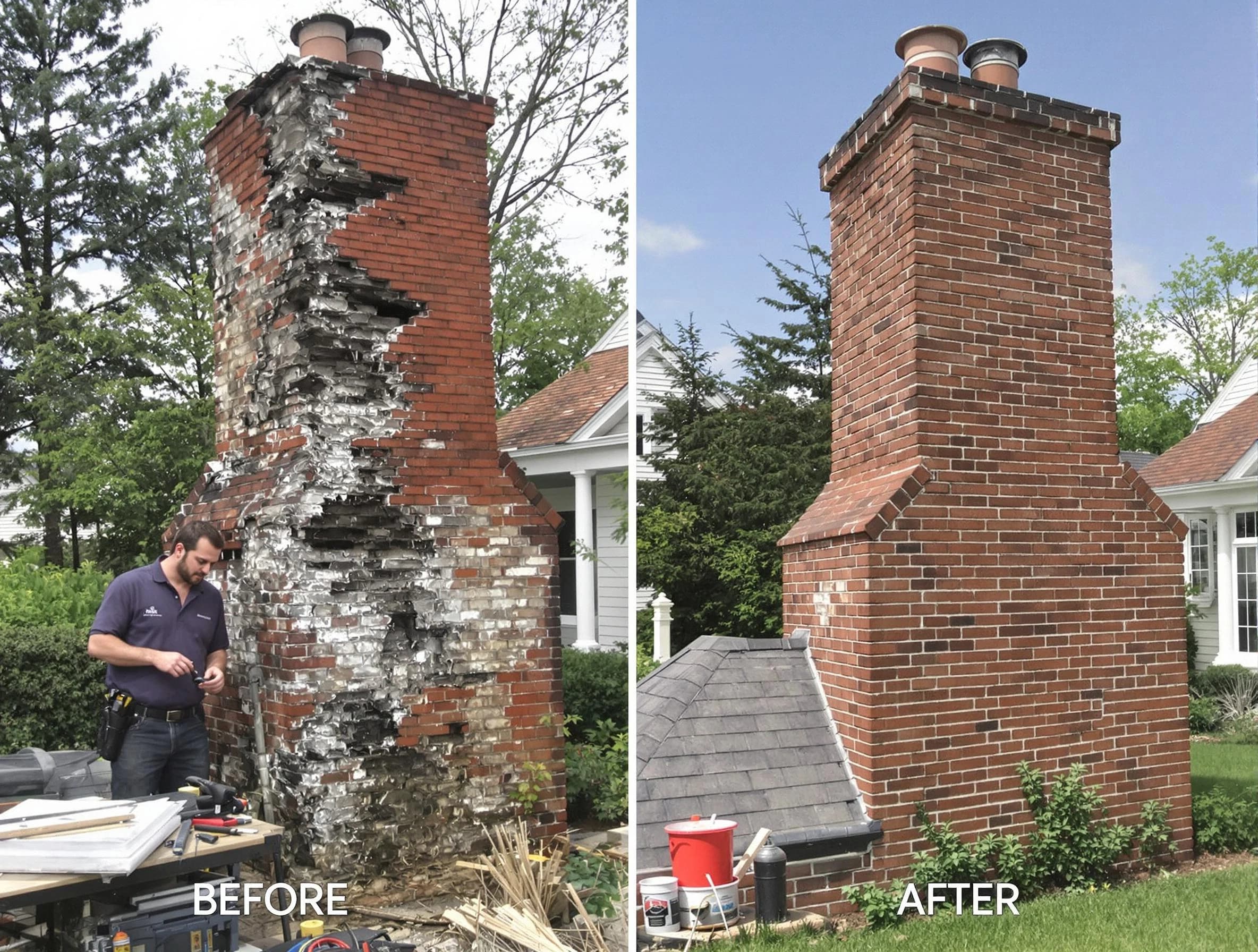 West Deer Chimney Sweep performing a full chimney restoration in West Deer, PA