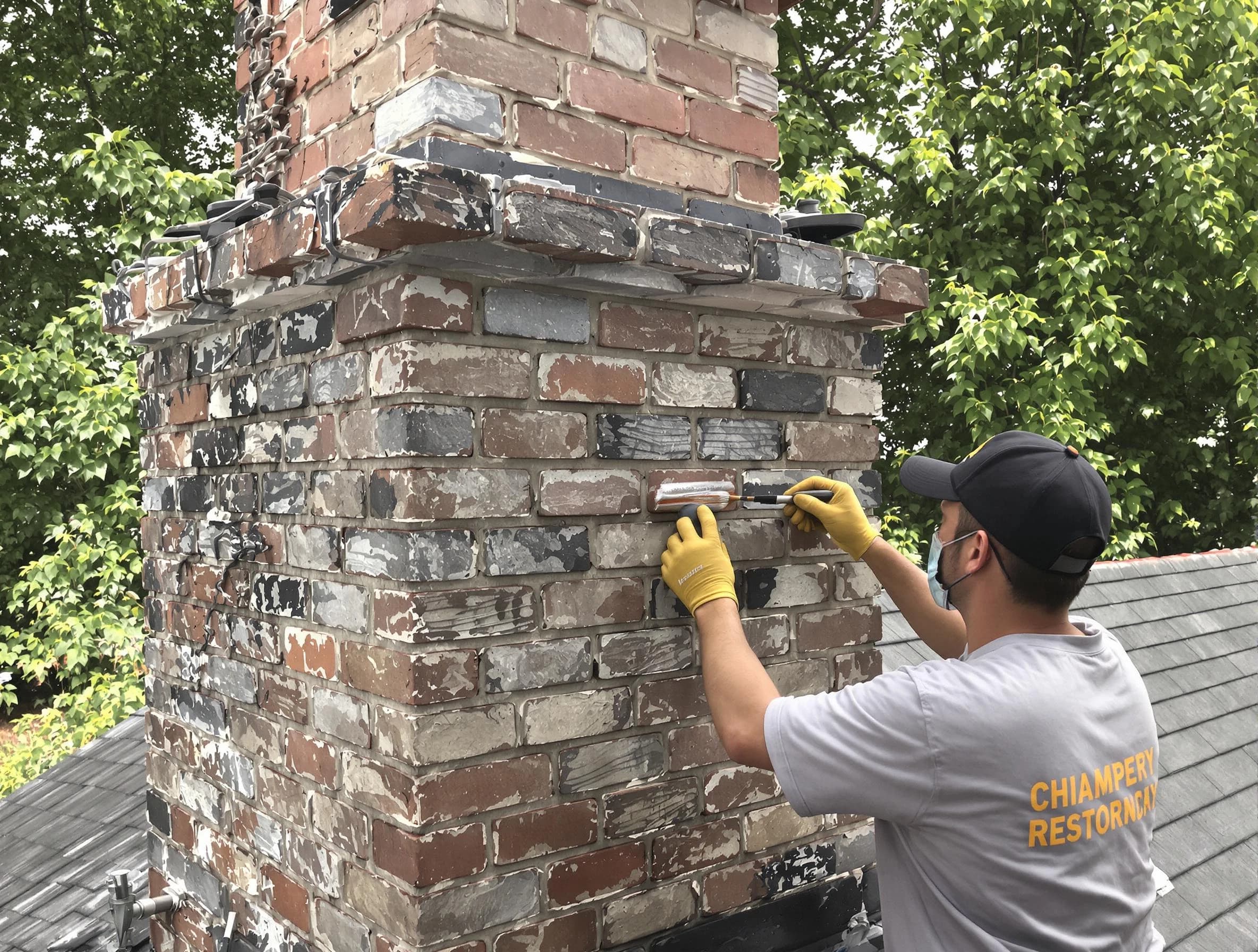 In-progress chimney restoration by West Deer Chimney Sweep in West Deer, PA