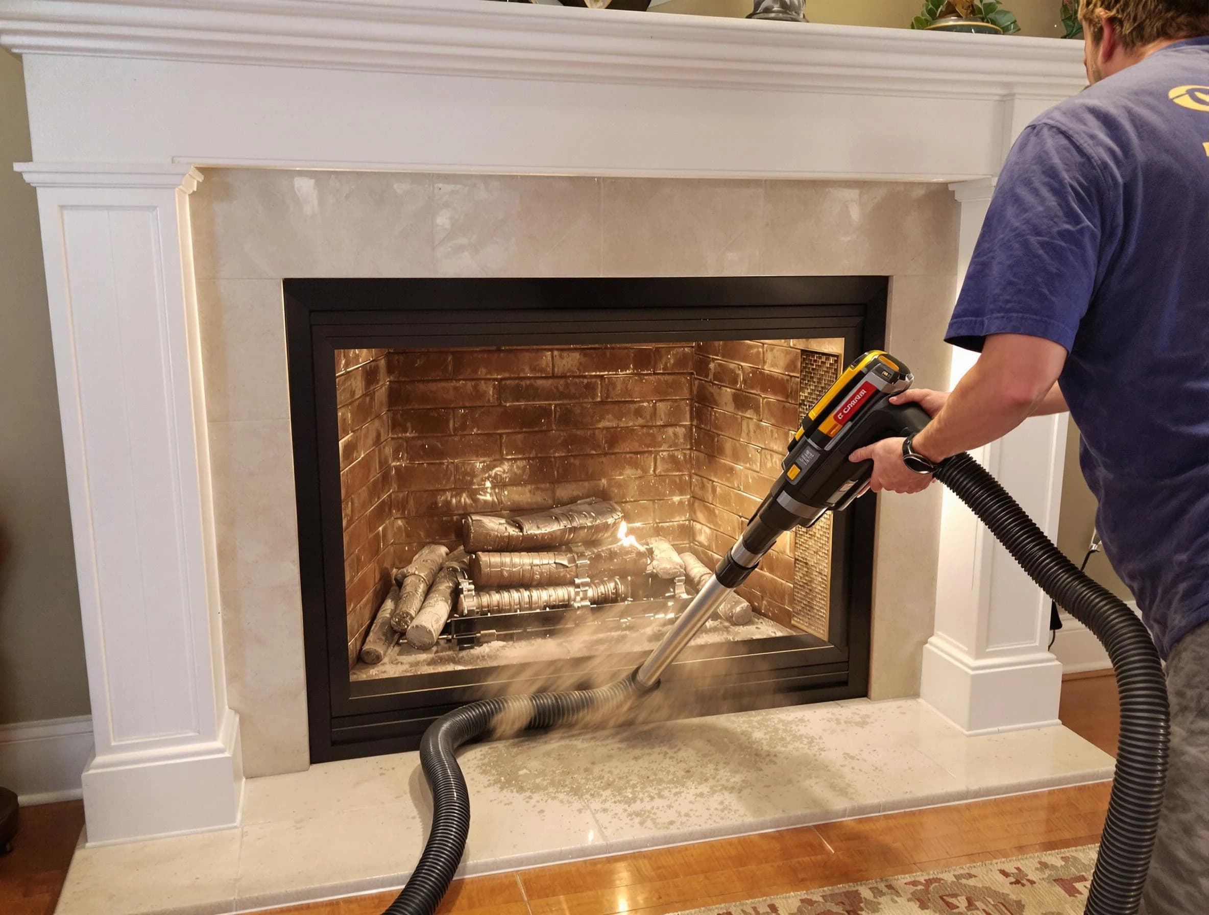 Fireplace cleaning performed by West Deer Chimney Sweep in West Deer, PA