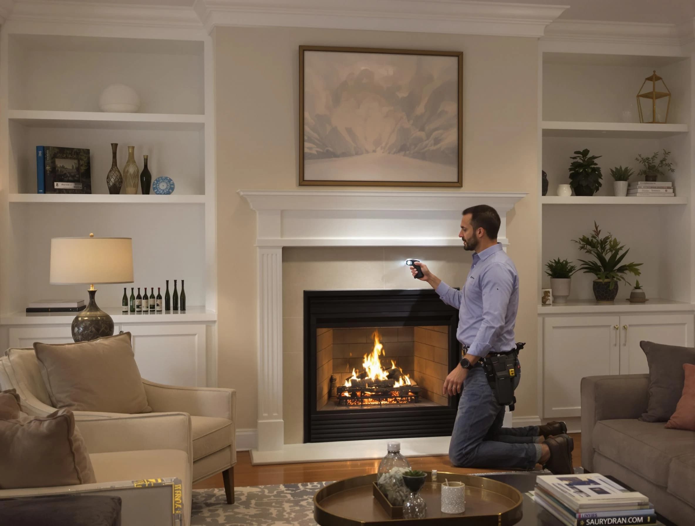 West Deer Chimney Sweep conducting a fireplace safety inspection in West Deer, PA